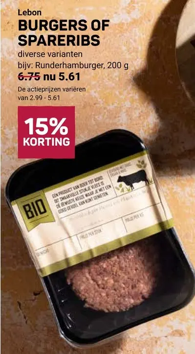 Aanbieding: Burgers of spareribs