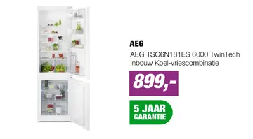 Aanbieding: AEG TSC6N181ES 6000 TwinTech Inbouw Koel-vriescombinatie