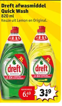 Aanbieding: Dreft afwasmiddel Quick Wash