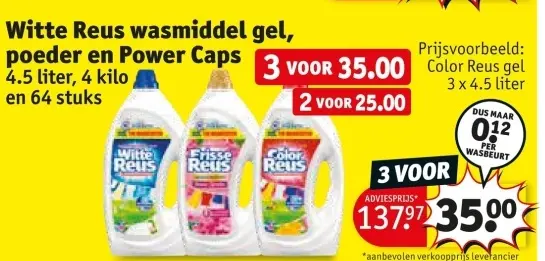 Aanbieding: Witte Reus wasmiddel gel, poeder en Power Caps