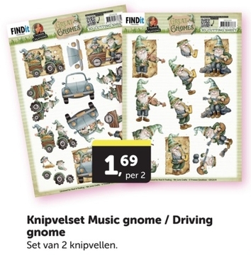 Aanbieding: Knipvelset Music gnome / Driving gnome