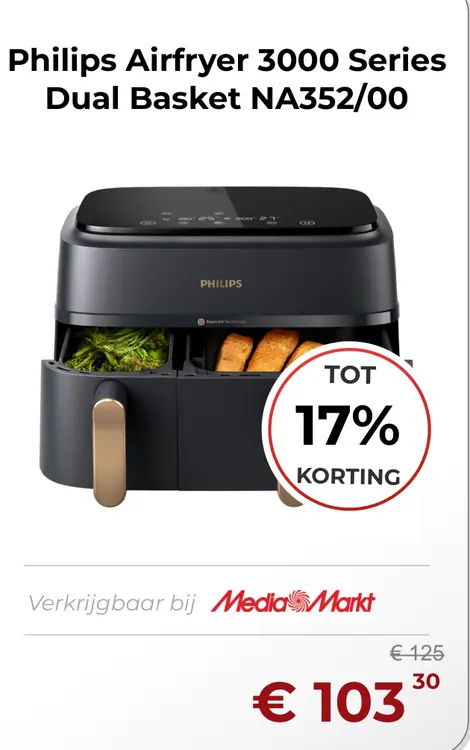 Aanbieding: Airfryer 3000 Series Dual Basket NA352/00