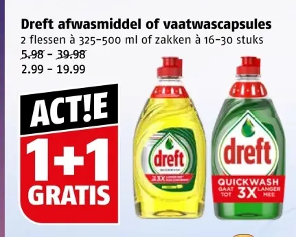 Aanbieding: Dreft afwasmiddel of vaatwascapsules