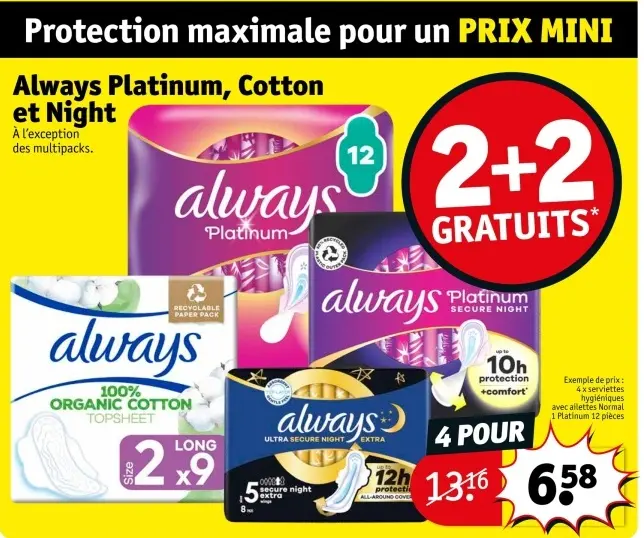 Offre: Always Platinum, Cotton et Night