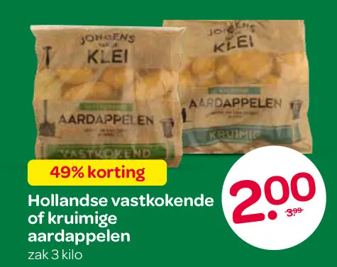 Aanbieding: Hollandse vastkokende of kruimige aardappelen