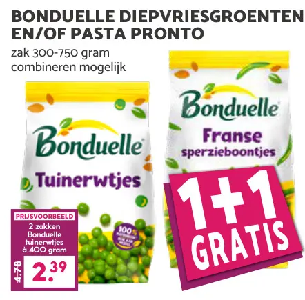 Aanbieding: Diepvriesgroenten en/of pasta pronto