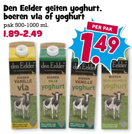 Aanbieding: geiten yoghurt, boeren vla of yoghurt