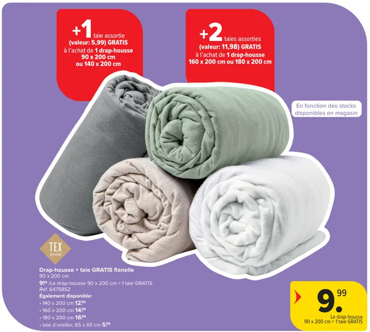 Offre: Drap-housse + taie GRATIS flanelle