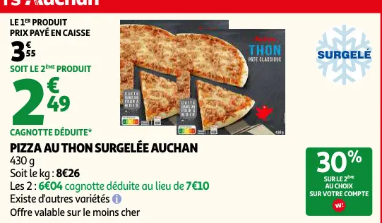 Offre: Pizza au thon surgelée