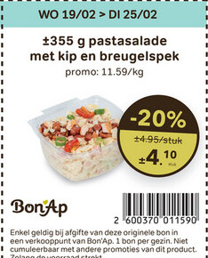 Aanbieding: pastasalade met kip en breugelspek