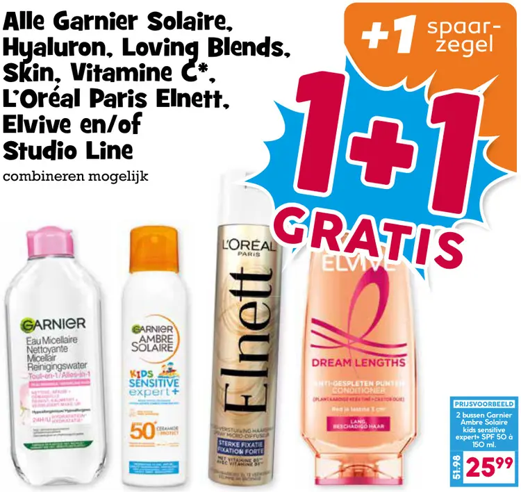 Aanbieding: Solaire, Hyaluron, Loving Blends, Skin, Vitamine C, Elnett, Elvive en/of Studio Line