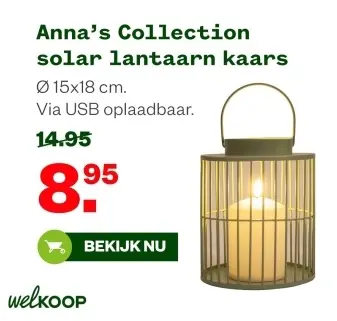 Aanbieding: Anna's Collection solar lantaarn kaars