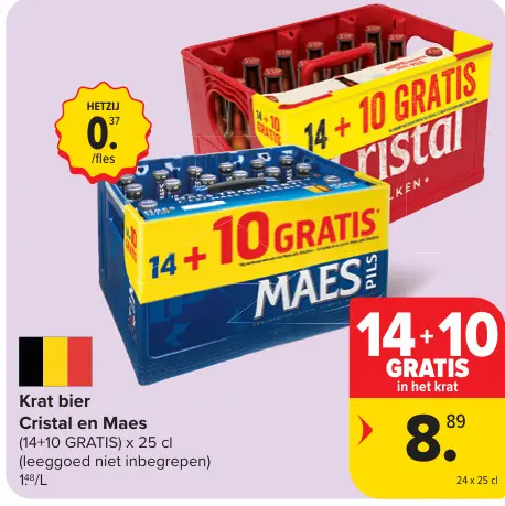 Promotie: Krat bier Cristal en Maes