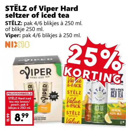Aanbieding: STËLZ of Viper Hard seltzer of iced tea
