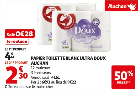 Aanbieding: Papier toilette blanc ultra doux