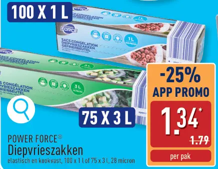 Promotie: POWER FORCE Diepvrieszakken