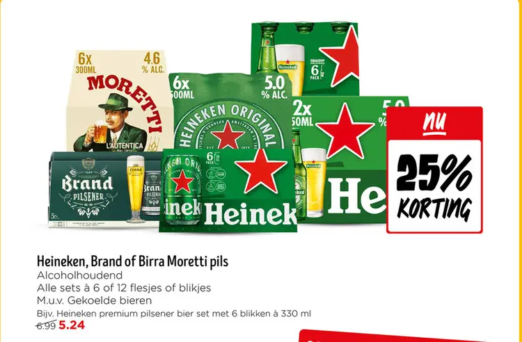 Aanbieding: Heineken, Brand of Birra Moretti pils