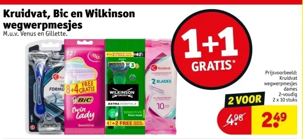 Aanbieding: Kruidvat, Bic en Wilkinson wegwerpmesjes