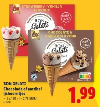 Promotie: Chocolade of aardbei ijshoorntjes