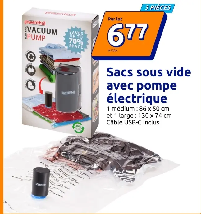 Offre: Sacs sous vide avec pompe électrique