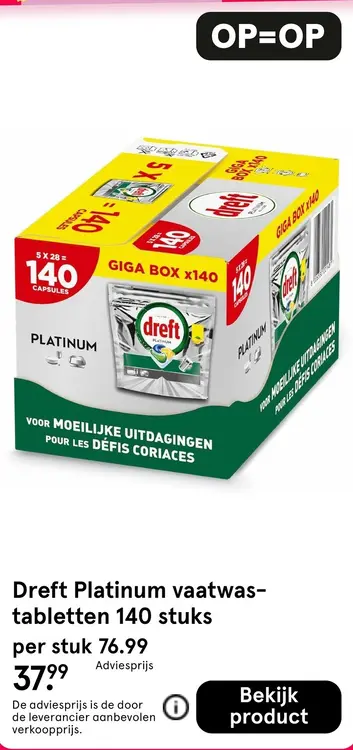 Aanbieding: Dreft Platinum vaatwastabletten
