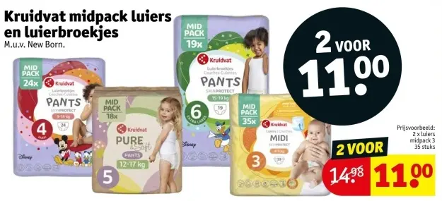 Promotie: Kruidvat midpack luiers en luierbroekjes