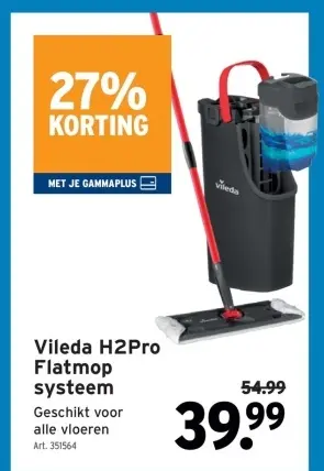 Promotie: H2Pro Flatmop systeem