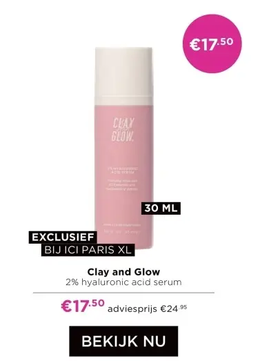 Aanbieding: Clay and Glow 2% hyaluronic acid serum