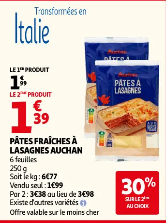 Offre: Pâtes fraîches à lasagnes