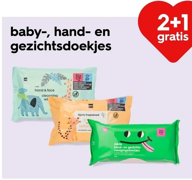 Aanbieding: baby-, hand- en gezichtsdoekjes