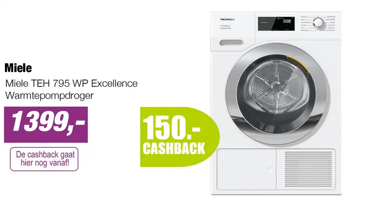 Aanbieding: Miele TEH 795 WP Excellence Warmtepompdroger