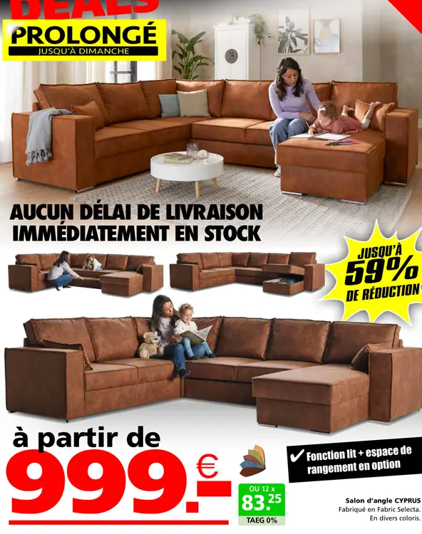 Offre: Salon d'angle CYPRUS