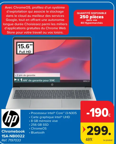 Offre: HP Chromebook 15A-NB0022