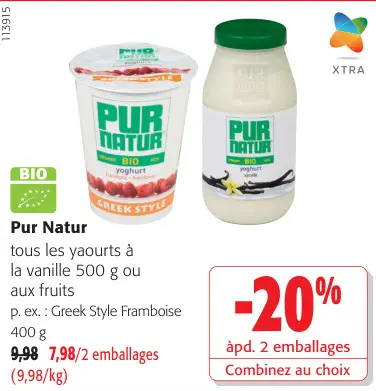 Offre: Tous les yaourts à la vanille 500 g ou aux fruits