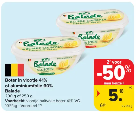 Promotie: Boter in vlootje of aluminiumfolie