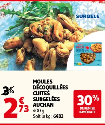 Promotie: Moules décoquillées cuites surgelées