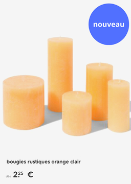 Offre: bougies rustiques orange clair