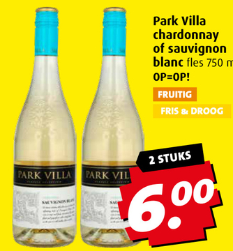 Aanbieding: Park Villa chardonnay of sauvignon blanc