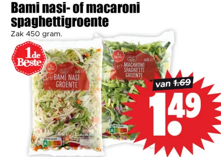 Aanbieding: Bami nasi- of macaroni spaghettigroente