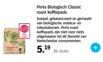 Aanbieding: Perla Biologisch Classic roast koffiepads