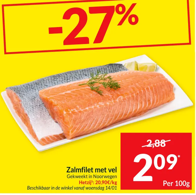 Promotie: Zalmfilet met vel