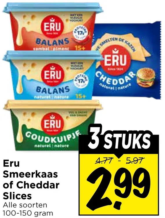 Aanbieding: Smeerkaas of Cheddar Slices