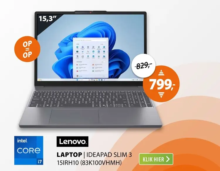 Aanbieding: Lenovo IdeaPad Slim 3 15IRH10 (83K100VHMH)