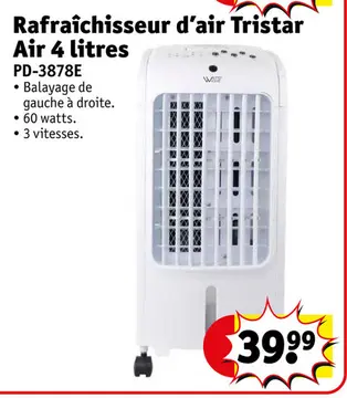 Offre: Rafraîchisseur d'air Tristar Air 4 litres