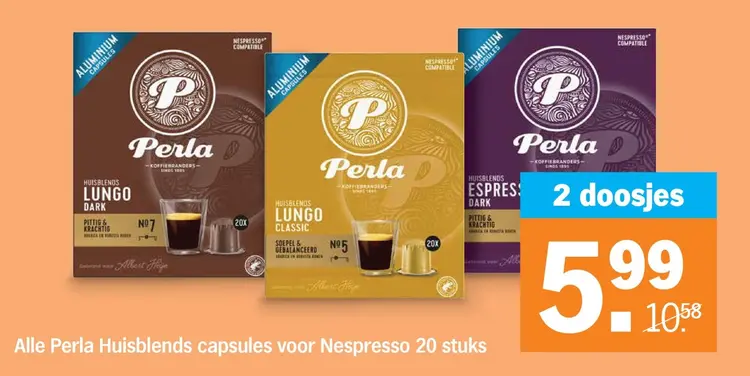 Aanbieding: Perla Huisblends capsules voor Nespresso
