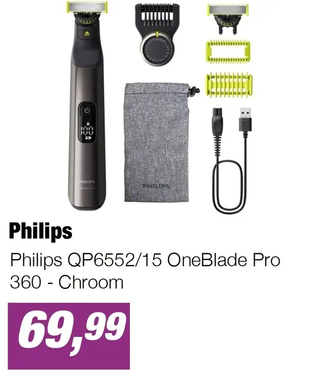 Aanbieding: Philips QP6552/15 OneBlade Pro 360 - Chroom