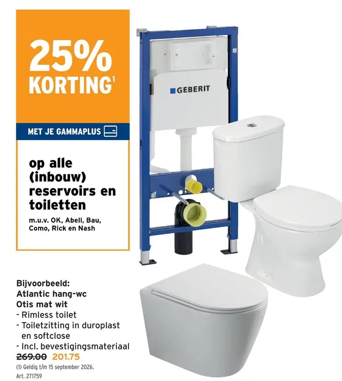 Promotie: Atlantic hang-wc Otis mat wit