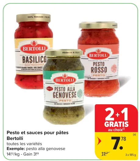Offre: Pesto et sauces pour pâtes