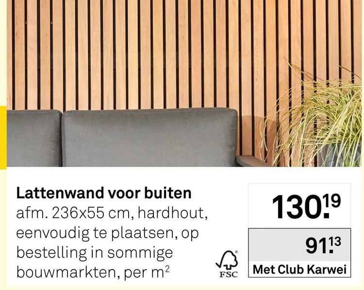 Aanbieding: Lattenwand voor buiten