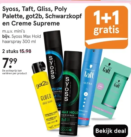 Aanbieding: Syoss, Taft, Gliss, Poly Palette, got2b, Schwarzkopf en Creme Supreme